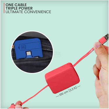 Retractable Cable 3in1 With Inbuilt Mobile Stand