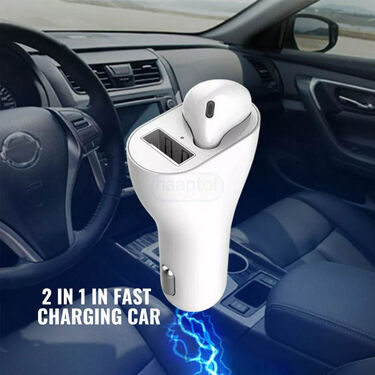 2 In 1 In Fast Charging Car Wireless Bluetooth Headset With USB Charger (WBHC)