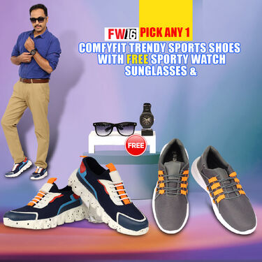 Pick Any 1 ComfyFit Trendy Sports Shoes with Free Sporty Watch & Sunglasses (SW74)